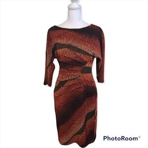 Signature by Robbie Bee Brown/Orange Bodycon Dress‎ Size Petite Small-NWT